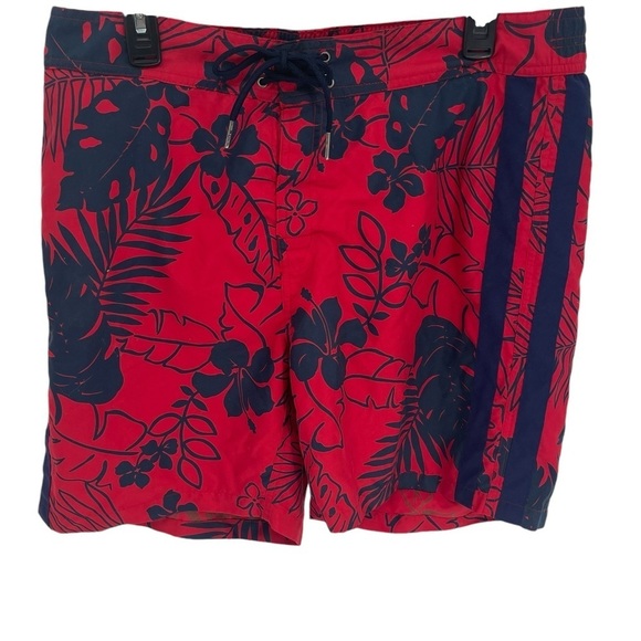 Polo Ralph Lauren Swim Trunks Mens Size XL Shorts Red Blue Floral 6.5 Inseam - Picture 1 of 9